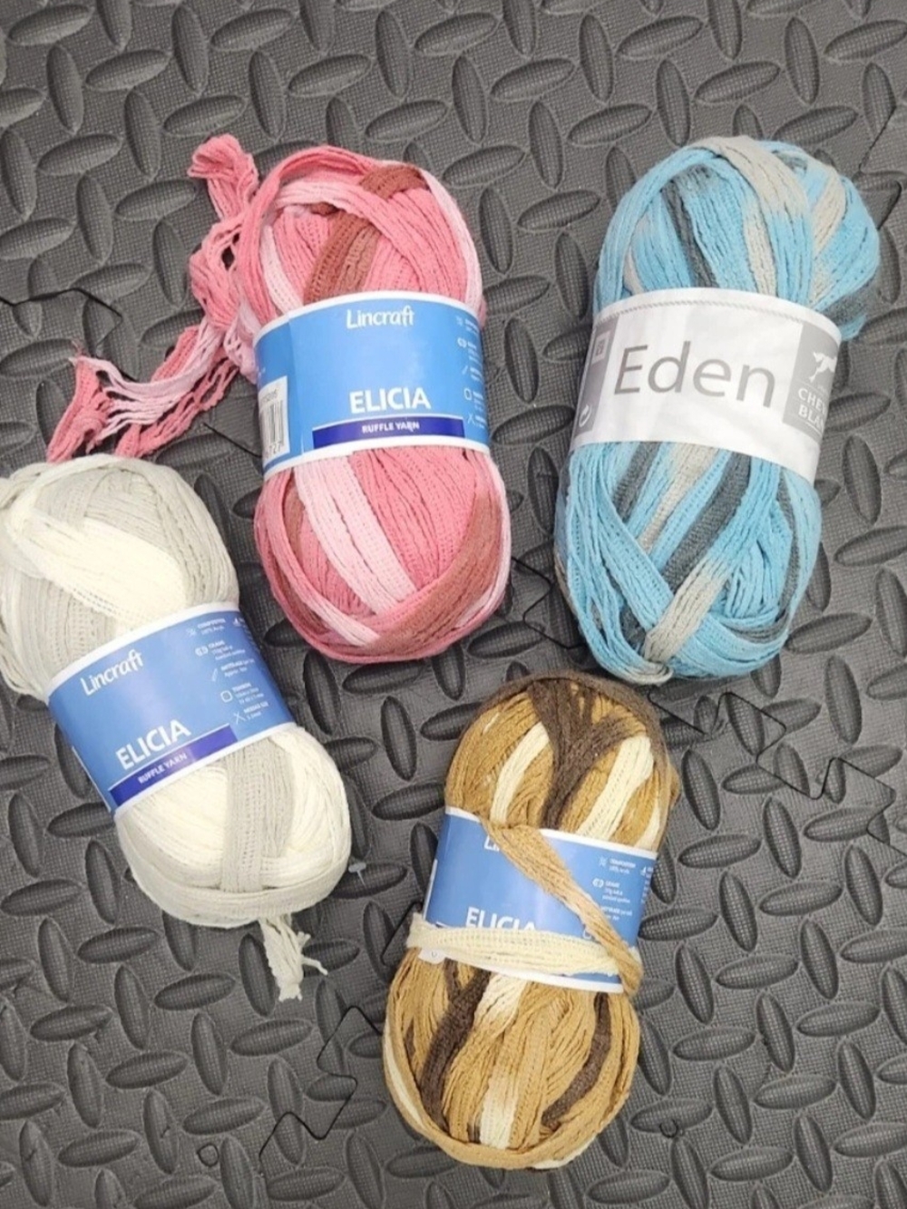 Lincraft Elicia & Eden Ribbon Yarn Bundle - Pink, Blue, Cream, Brown